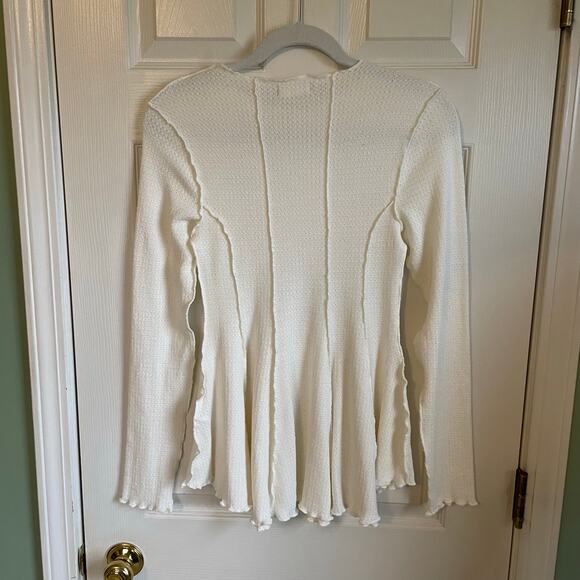 Altar’d State Tinsley Pieced Tunic Top Sz M Cream Waffle Knit Vanilla Girl Soft - Picture 4 of 8